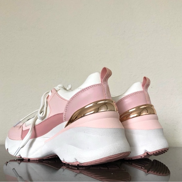 ALDO Azuria Pink, White, and Gold Joggers Sneakers and gel cleaner  - size 7 - Picture 8 of 13